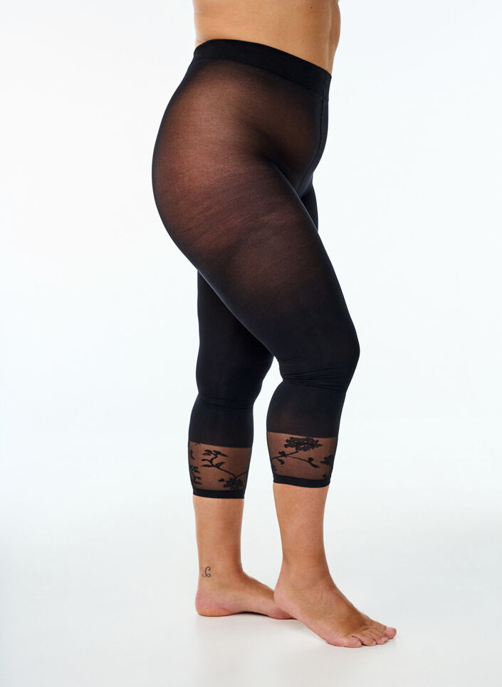 50 deniers strumpbyxor med spetskant, Svart, Packshot image number 0