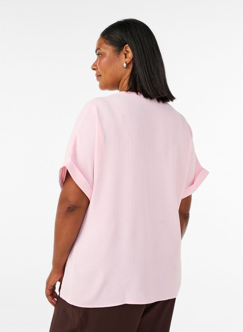 L&ouml;s blus med korta &auml;rmar, Rosa, Model image number 2