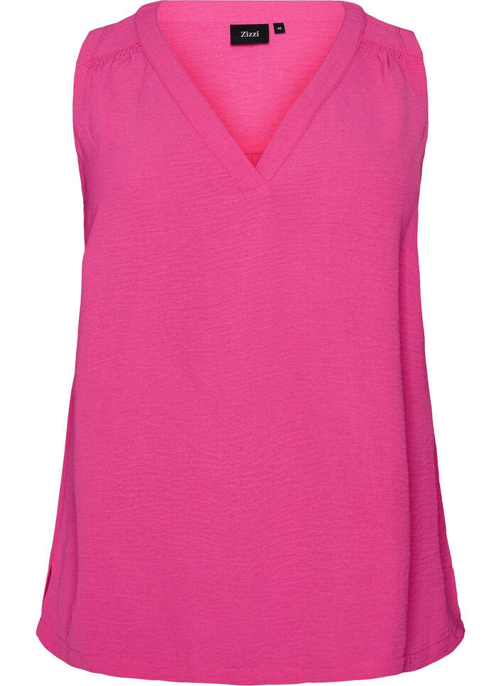 &Auml;rml&ouml;s topp med rynkdetaljer, Rosa, Packshot image number 0