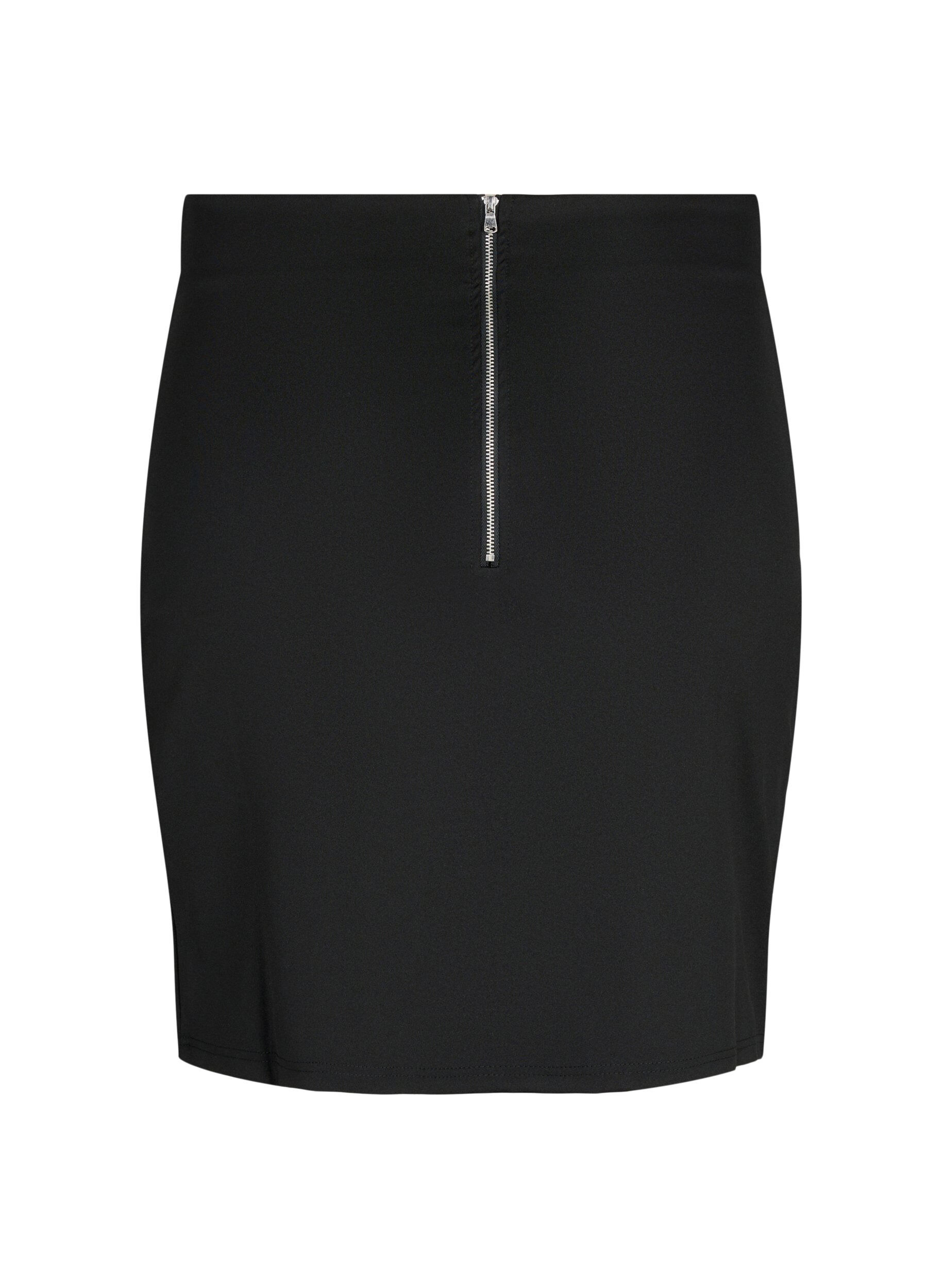 Zizzi Slim fit kjol med slits, Black, Packshot image number 1