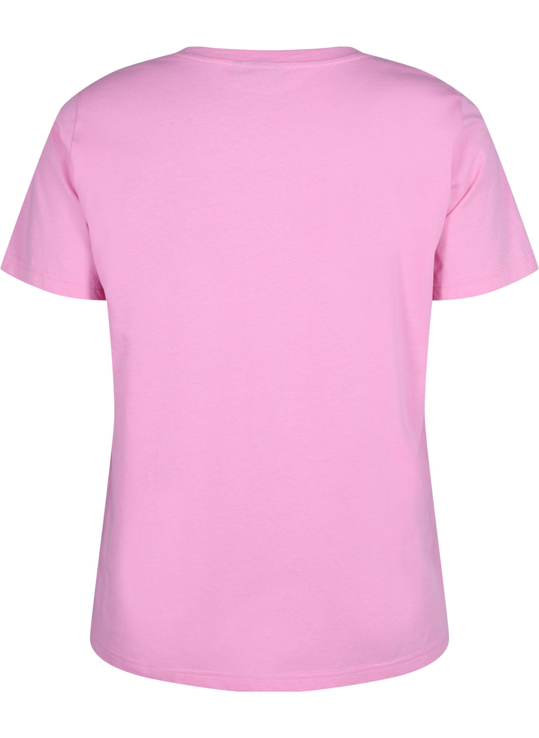 Zizzi T-shirt i bomull med rund halsringning och tryck, RoseBloom W. Love, Packshot image number 1