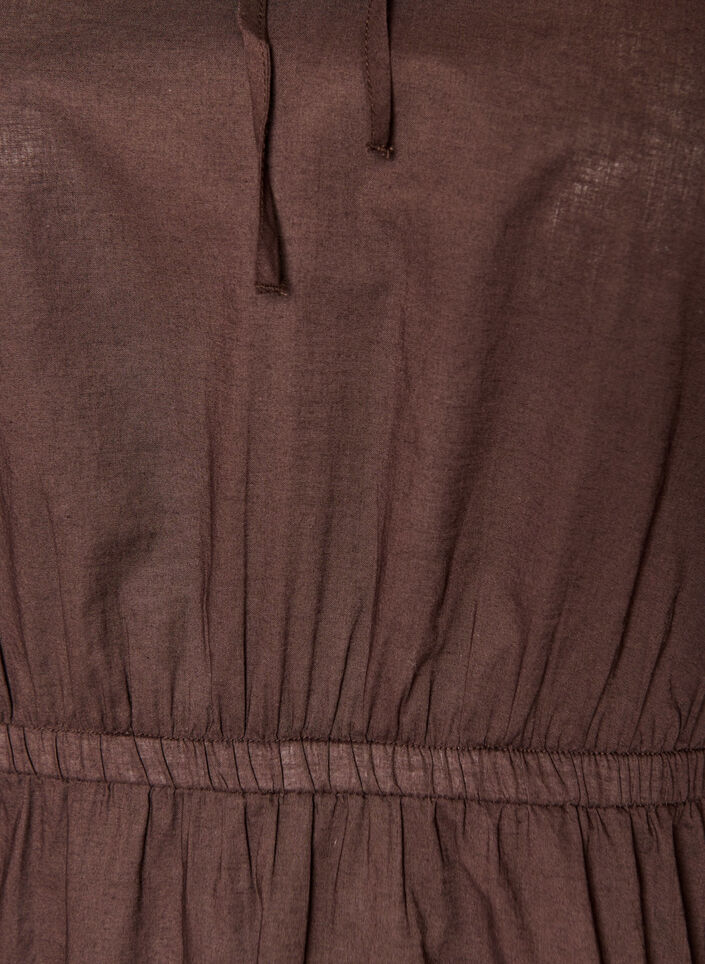 Blus i bomull med knytband och res&aring;r i midjan, Brun, Packshot image number 2