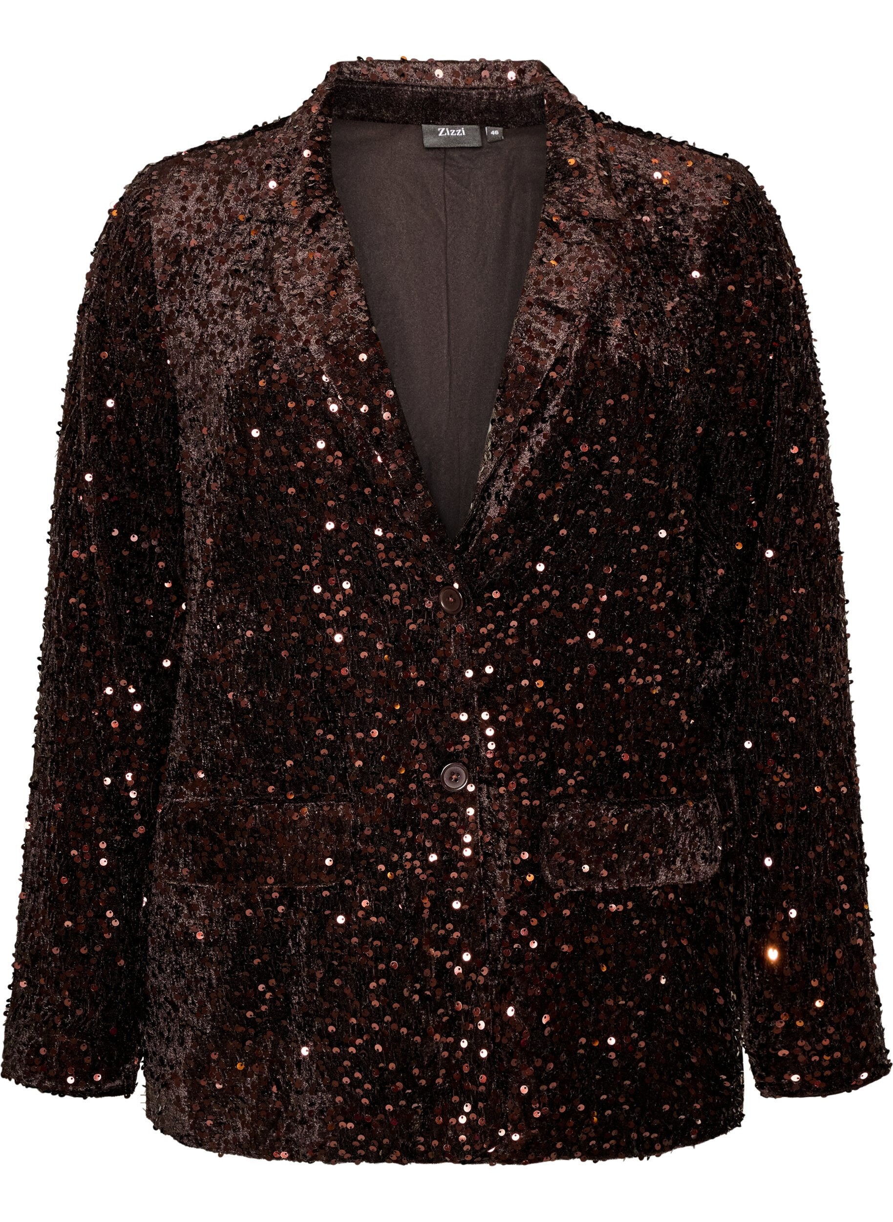 ZizziBlazer med paljetter, Brun, Packshot image number 0