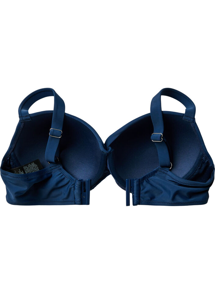 Bikinitopp med bygel och drapering, Blå, Packshot image number 4