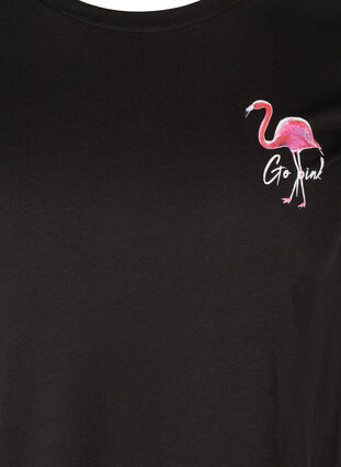 T-shirt med tryck, Black Flamingo, Packshot image number 2