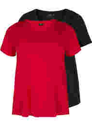 2-pack t-shirt i bomull, Tango Red/Black