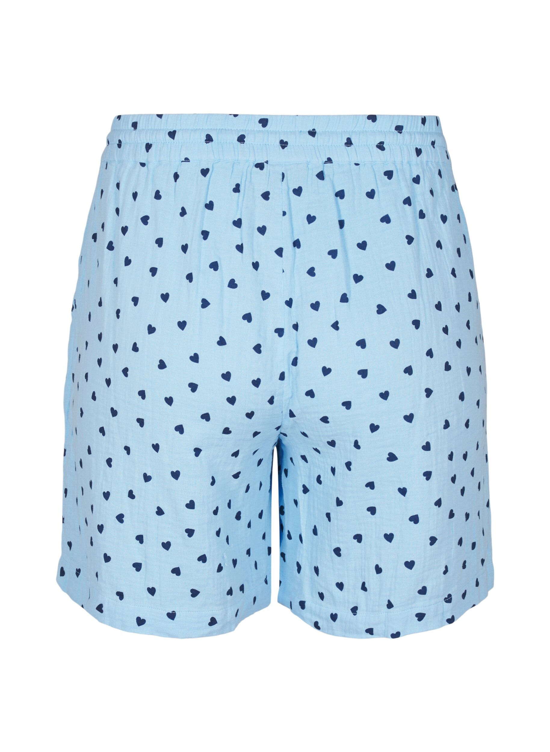 Zizzi Shorts i bomullsmusselin med hj&auml;rtan, Bl&aring;, Packshot image number 1