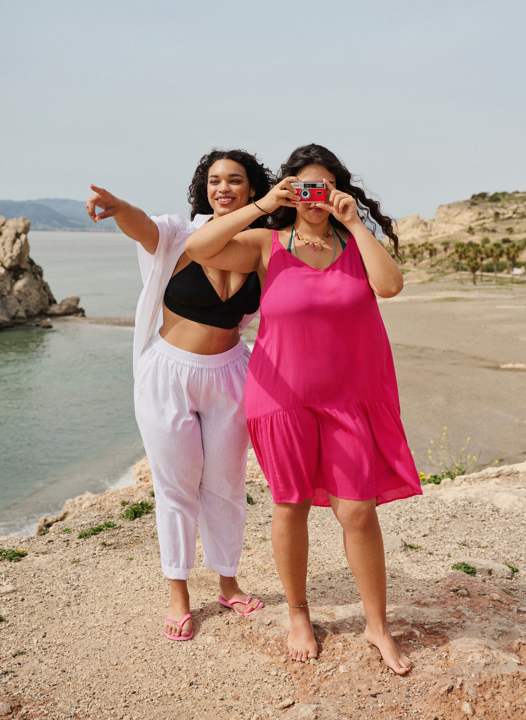 Zizzi Sommarkl&auml;nning i viskos med axelband, Raspberry Sorbet, Image image number 0