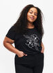 T-shirt i bomull med motiv, Black w. Flower, Model image number 0