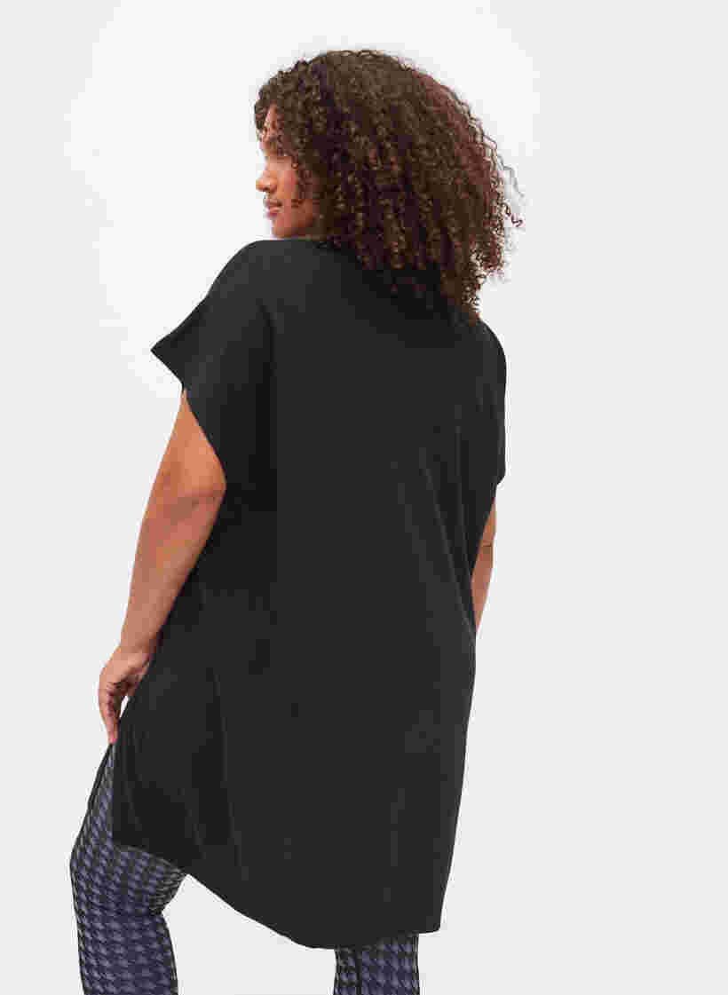 Stickad klänning i glitter och korta ärmar, Black W/Lurex, Model image number 0