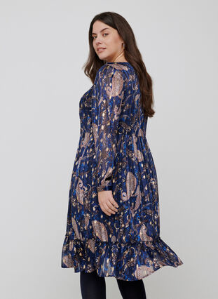 Långärmad klänning med mönster och a-form, Paisley Foil, Model image number 1
