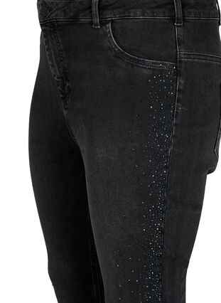 Amy-jeans med hög midja och strass, Grey Denim, Packshot image number 2