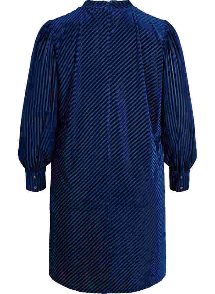 Klänning i velour med strukturmönster, Evening Blue, Packshot image number 1