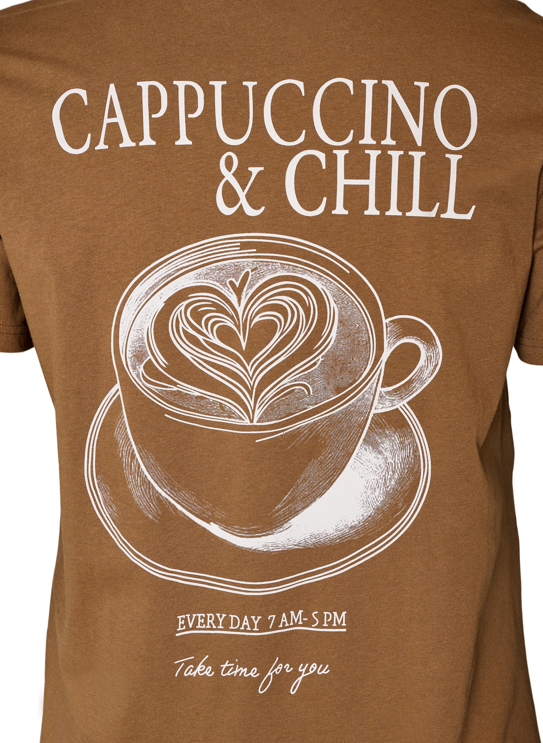 ZizziT-shirt i bomull med tryck, Brun, Packshot image number 3