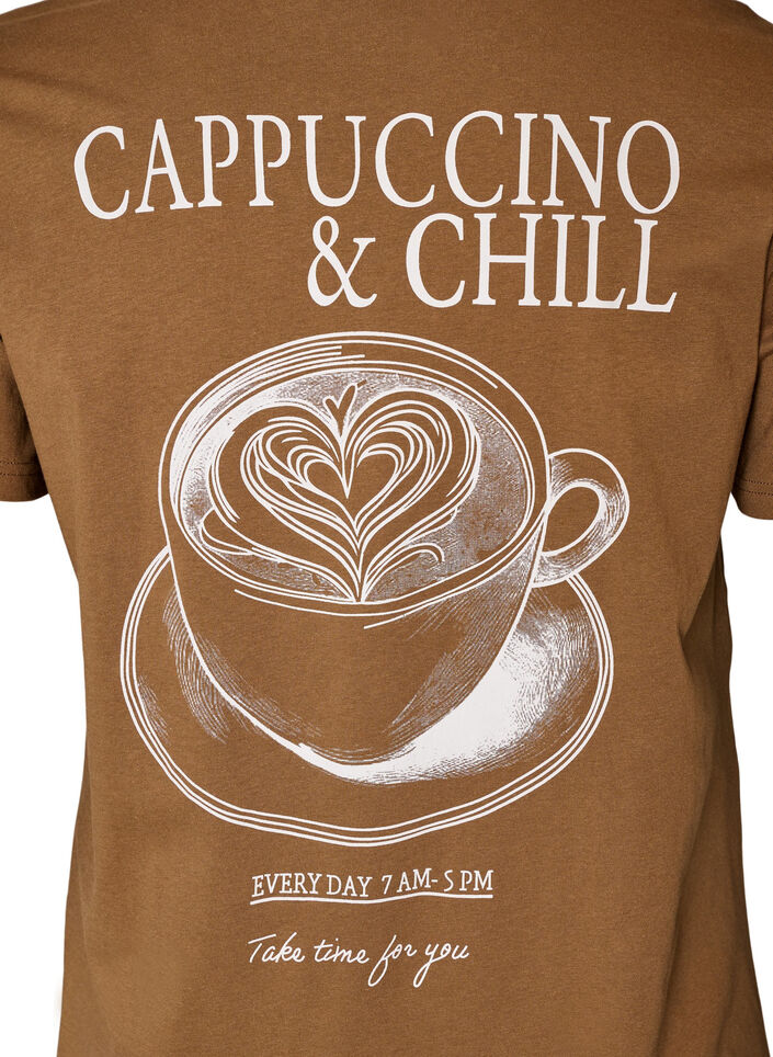 T-shirt i bomull med tryck, Brun, Packshot image number 3
