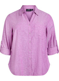 Skjorta i linne och viskos med 3/4-&auml;rmar, Lila