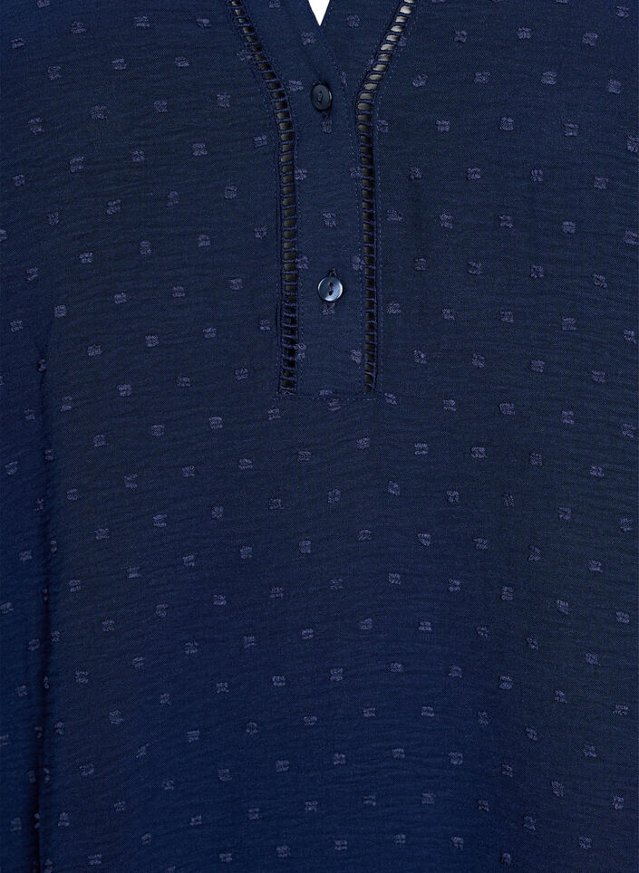 Kort klänning med volangärmar och prickigt tyg, Navy Blazer, Packshot image number 2