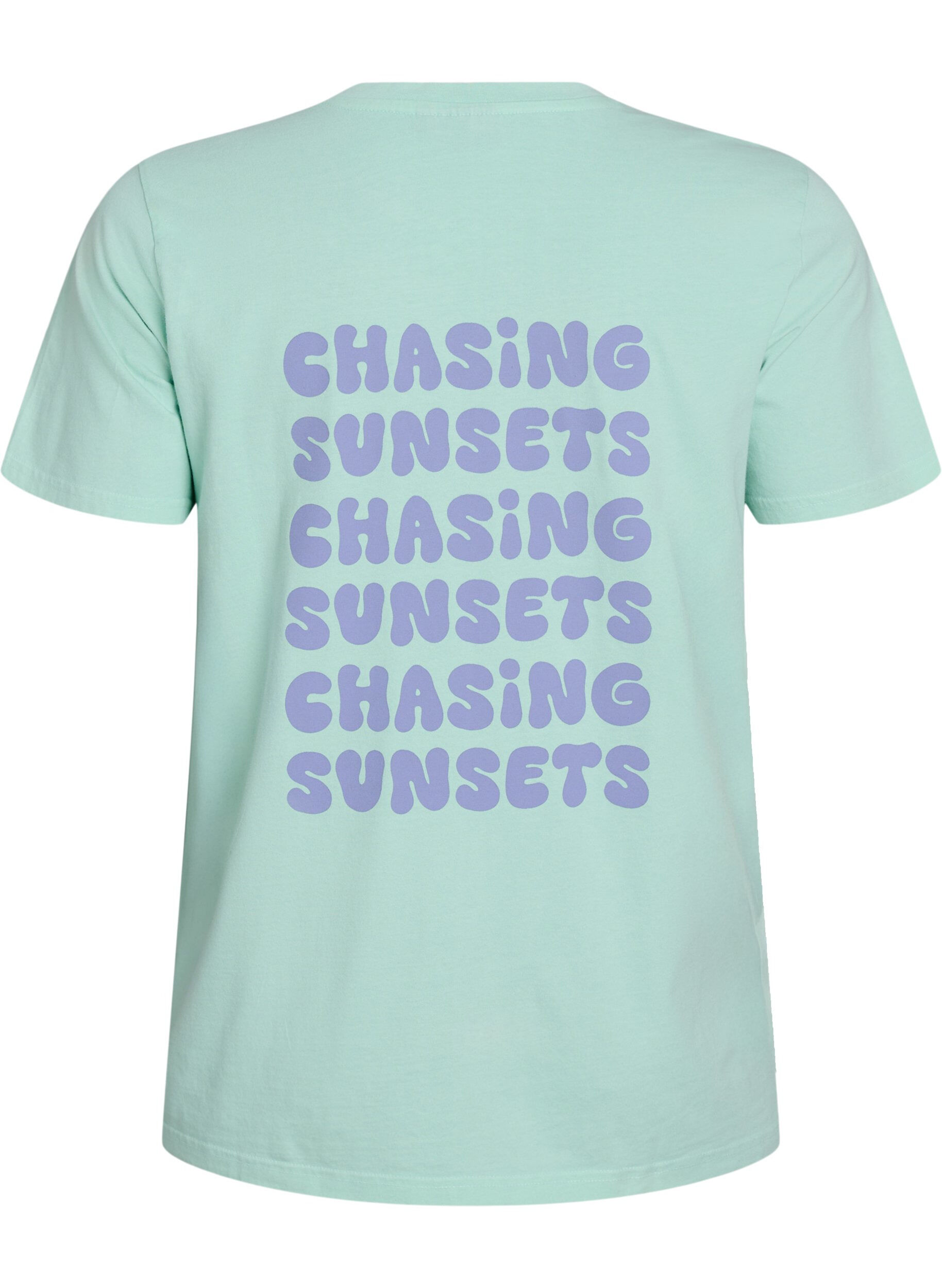 Zizzi T-shirt i ekologisk bomull med tryck p&aring; ryggen, Gr&ouml;n, Packshot image number 1