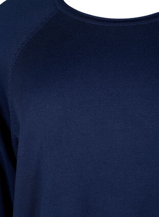 Stickad blus i viskos med 3/4-ärmar, Navy Blazer, Packshot image number 2