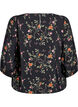 Blus med 3/4-&auml;rm och spetsdetaljer, Svart, Packshot image number 1