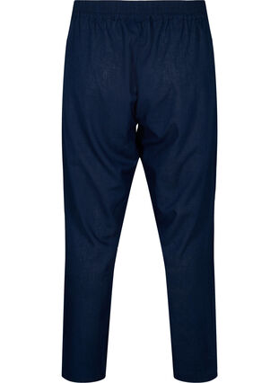 Enfärgade bomullsbyxor med linne, Navy Blazer, Packshot image number 1