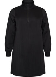 Sweatshirtkl&auml;nning med h&ouml;g ribbad krage och dragkedja, Svart