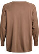 Stickad blus med rund hals och stickat m&ouml;nster, Brun, Packshot image number 1