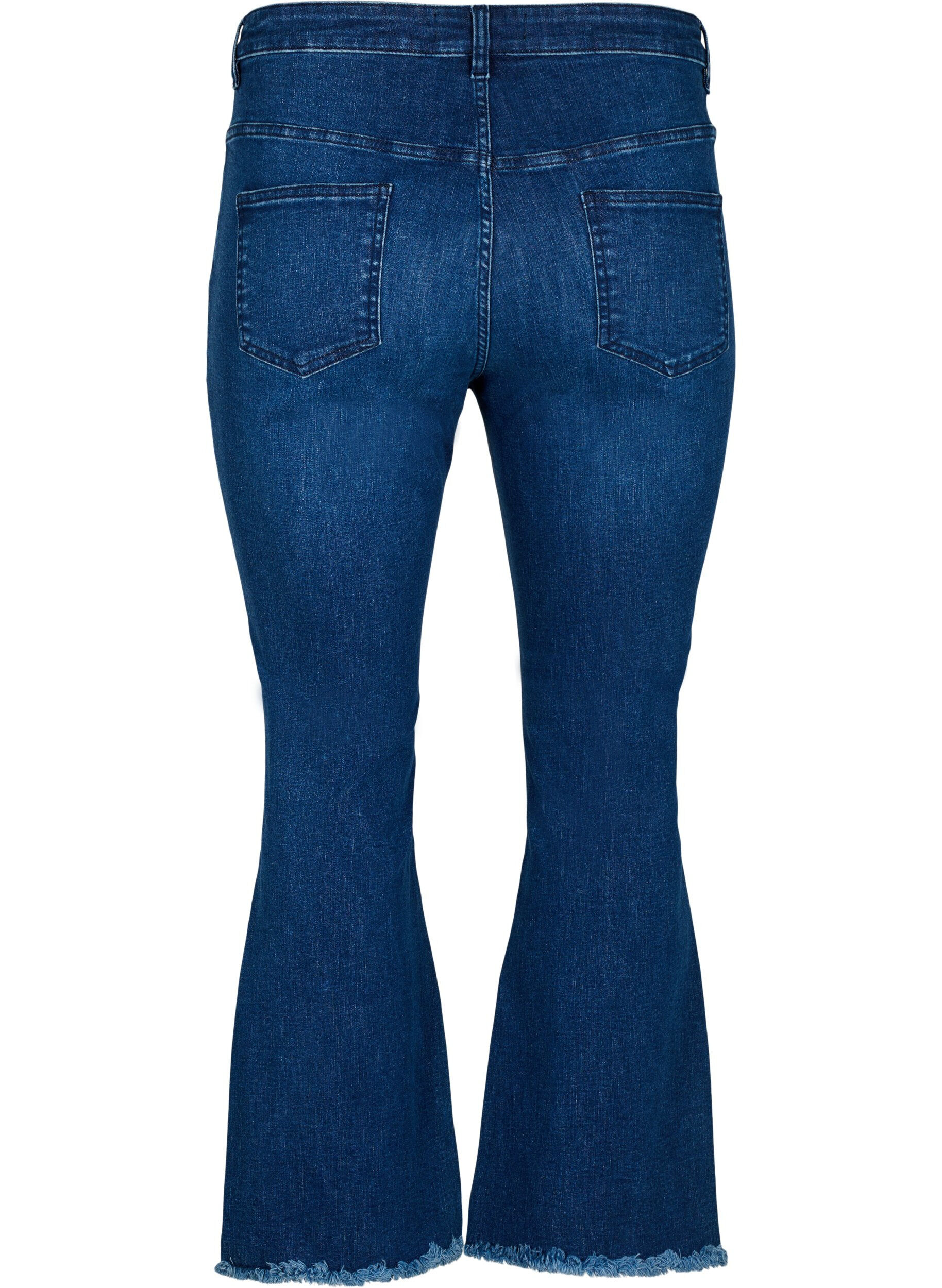 Zizzi Ellen bootcut jeans med r&aring; kant, Blue denim, Packshot image number 1