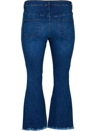 Ellen bootcut jeans med rå kant, Blue denim, Packshot image number 1