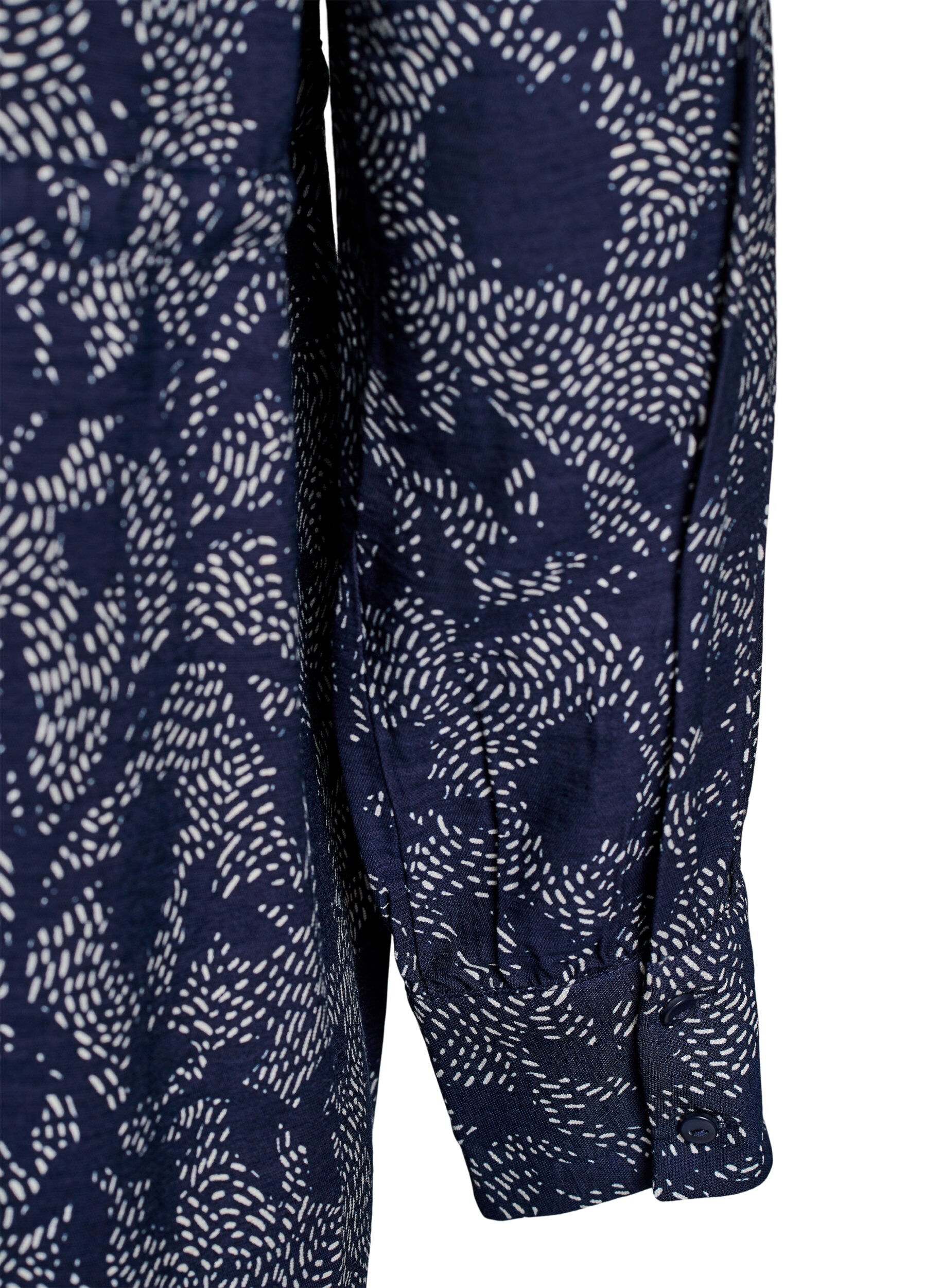 Zizzi Skjortkl&auml;nning med knytsk&auml;rp och m&ouml;nster, Bl&aring;, Packshot image number 3