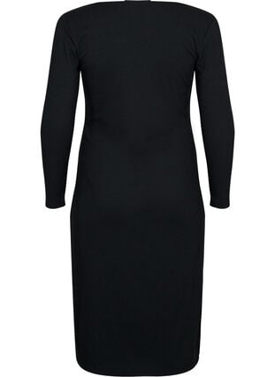 Åtsittande klänning med långa ärmar och slits, Black, Packshot image number 1