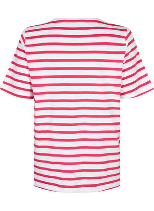 Randig T-shirt i ekologisk bomull, Bright Rose Stripes, Packshot image number 1