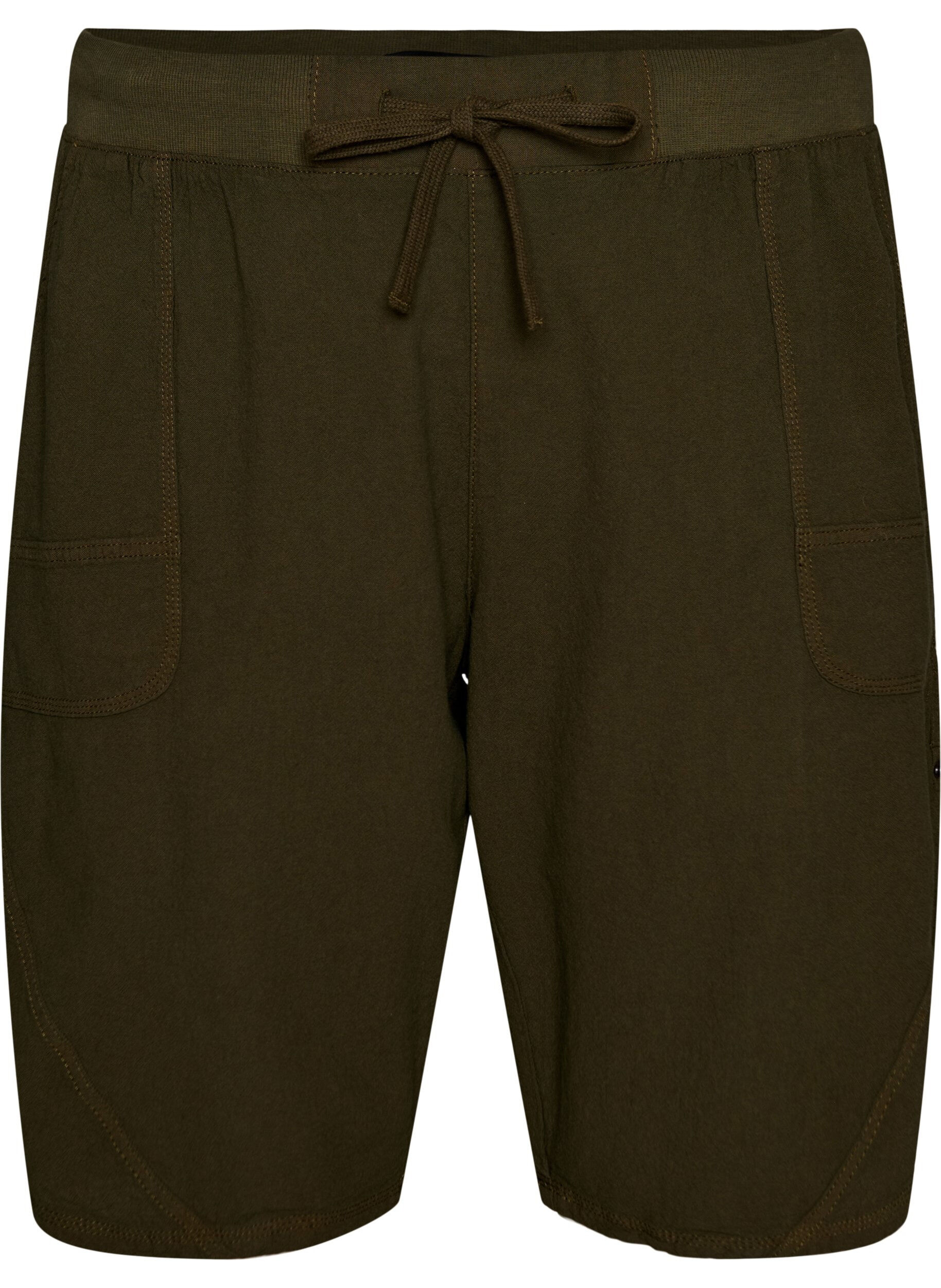 Zizzi L&ouml;sa shorts i bomull med fickor, Gr&ouml;n, Packshot image number 0