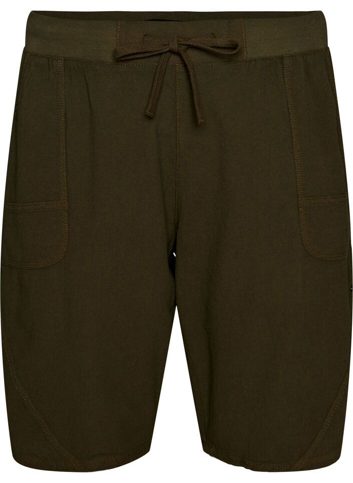 L&ouml;sa shorts i bomull med fickor, Gr&ouml;n, Packshot image number 0