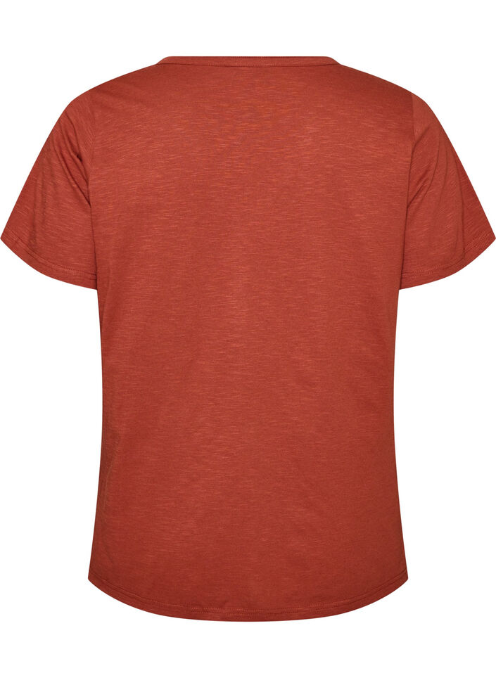 T-shirt med knappdetalj, Brun, Packshot image number 1