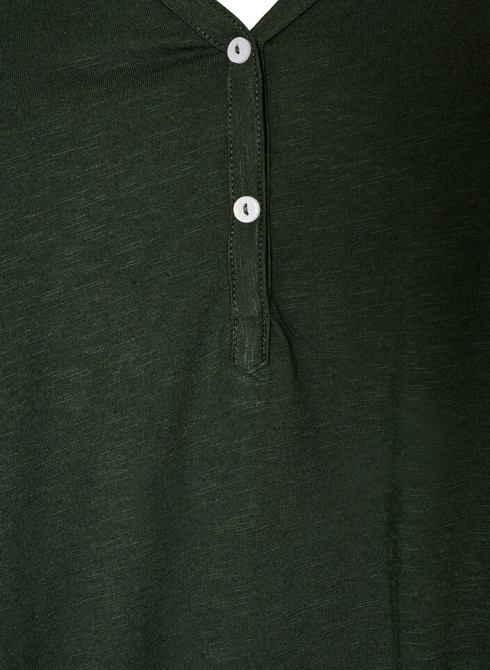 L&aring;ng&auml;rmad t-shirt med v-ringning och knappar, Gr&ouml;n, Packshot image number 2
