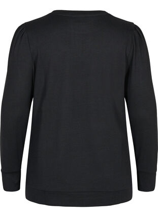 Långärmad tröja med detaljer på axlarna, Black, Packshot image number 1