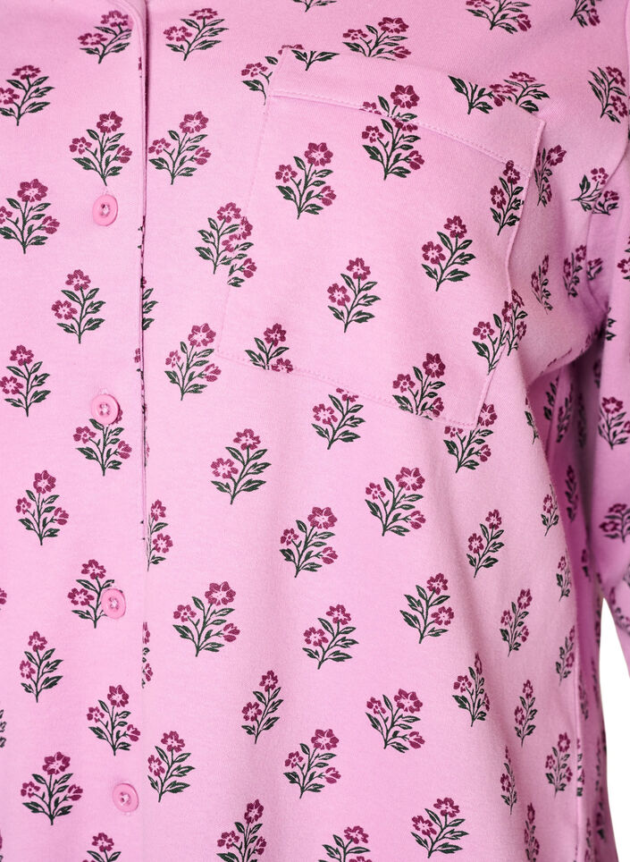 Pyjamasskjorta i bomull med br&ouml;stficka, Rosa, Packshot image number 2