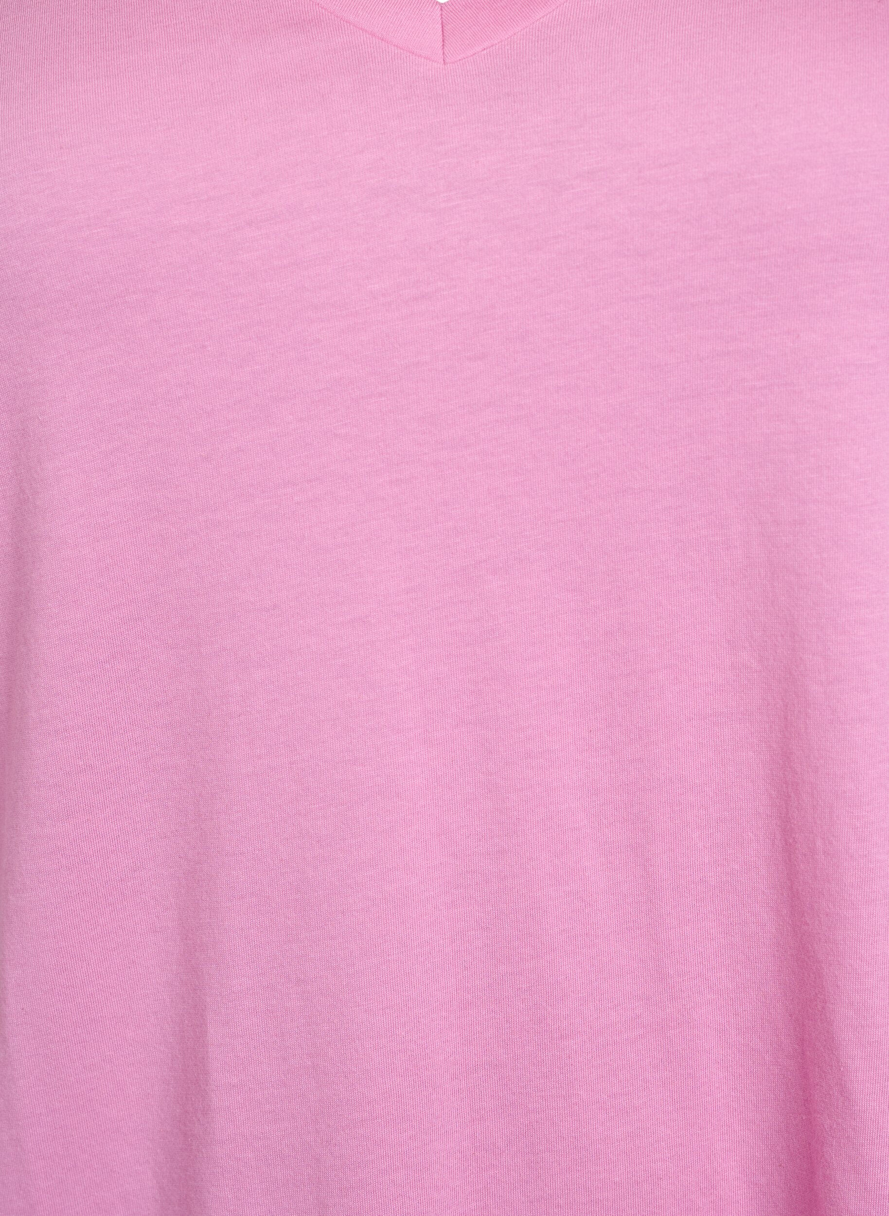 Zizzi Enf&auml;rgad oversize t-shirt med v-hals, Rosa, Packshot image number 2