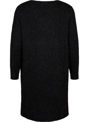 Stickad klänning med slits, Dark Grey Melange, Packshot image number 1