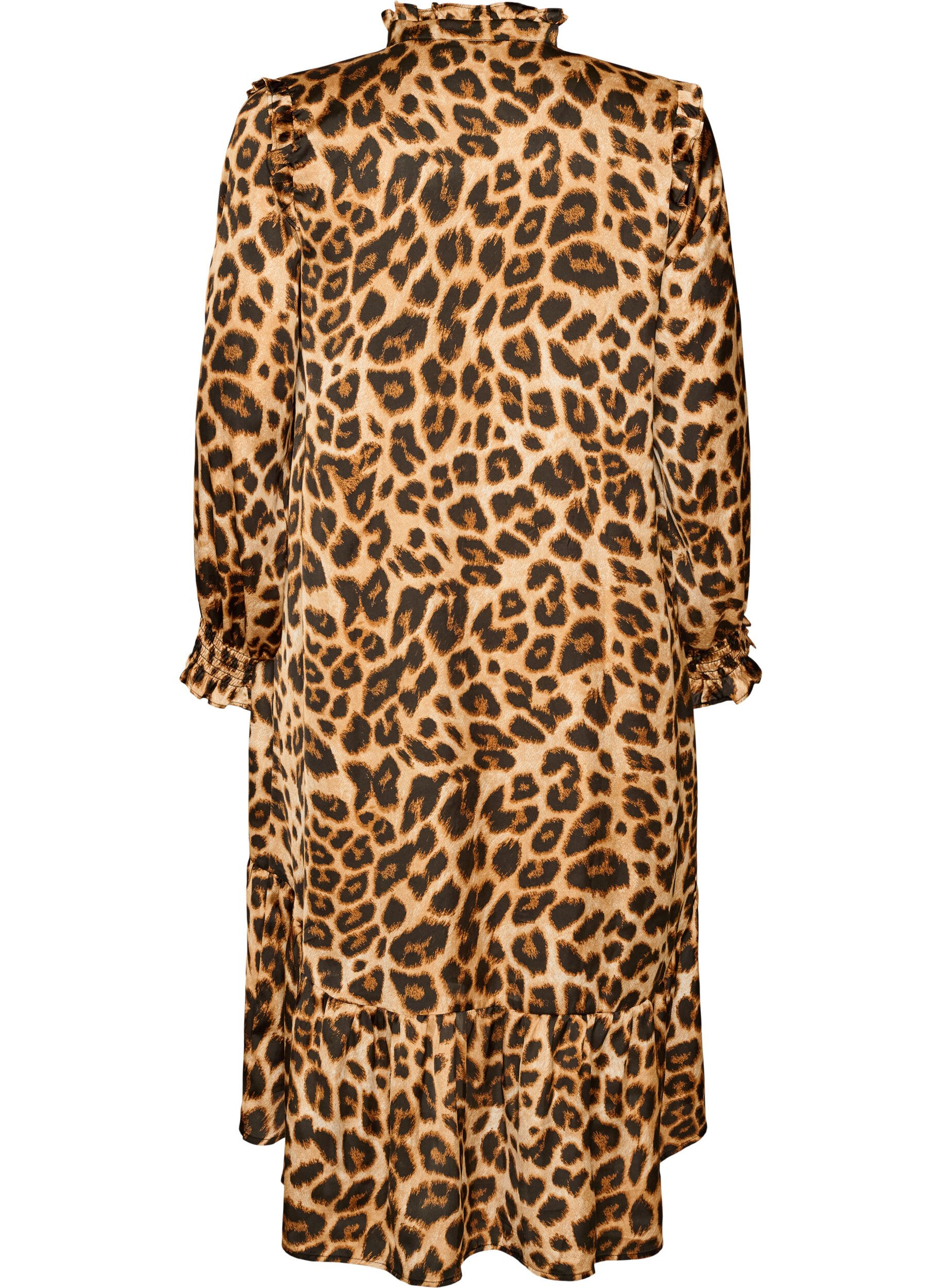 ZizziKl&auml;nning med leopardm&ouml;nster och volangdetaljer, Brun, Packshot image number 1