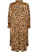 Kl&auml;nning med leopardm&ouml;nster och volangdetaljer, Brun, Packshot image number 1