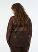 Blus i mesh med blommor och paljetter, Brun, Model image number 2