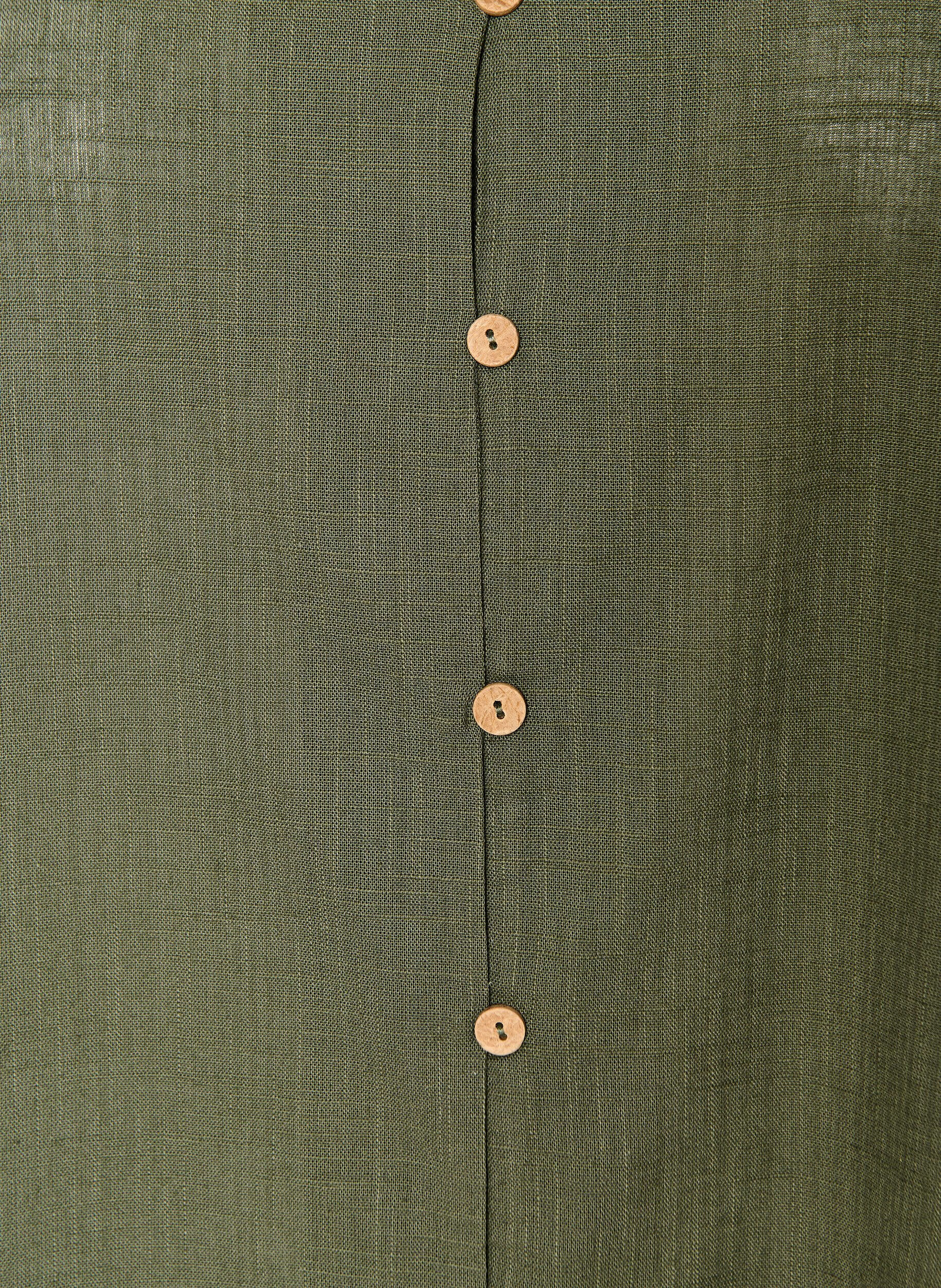 ZizziKort&auml;rmad skjorta i bomull med v-ringning, Gr&ouml;n, Packshot image number 2