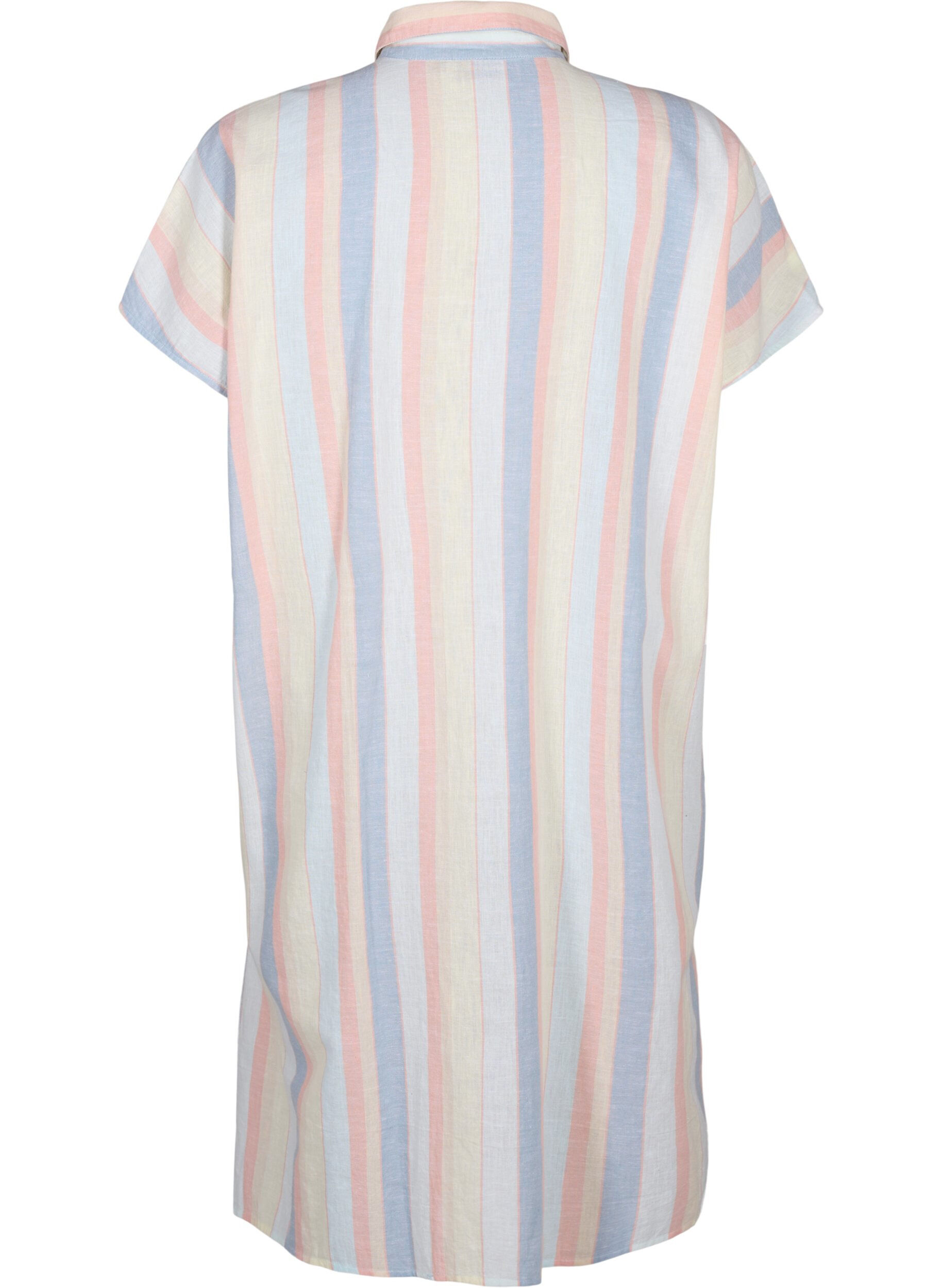 Zizzi L&aring;ng skjorta i bomullsblandning med linne, Vit, Packshot image number 1