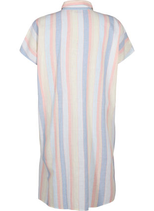 Lång skjorta i bomullsblandning med linne, Multi Color Stripe, Packshot image number 1