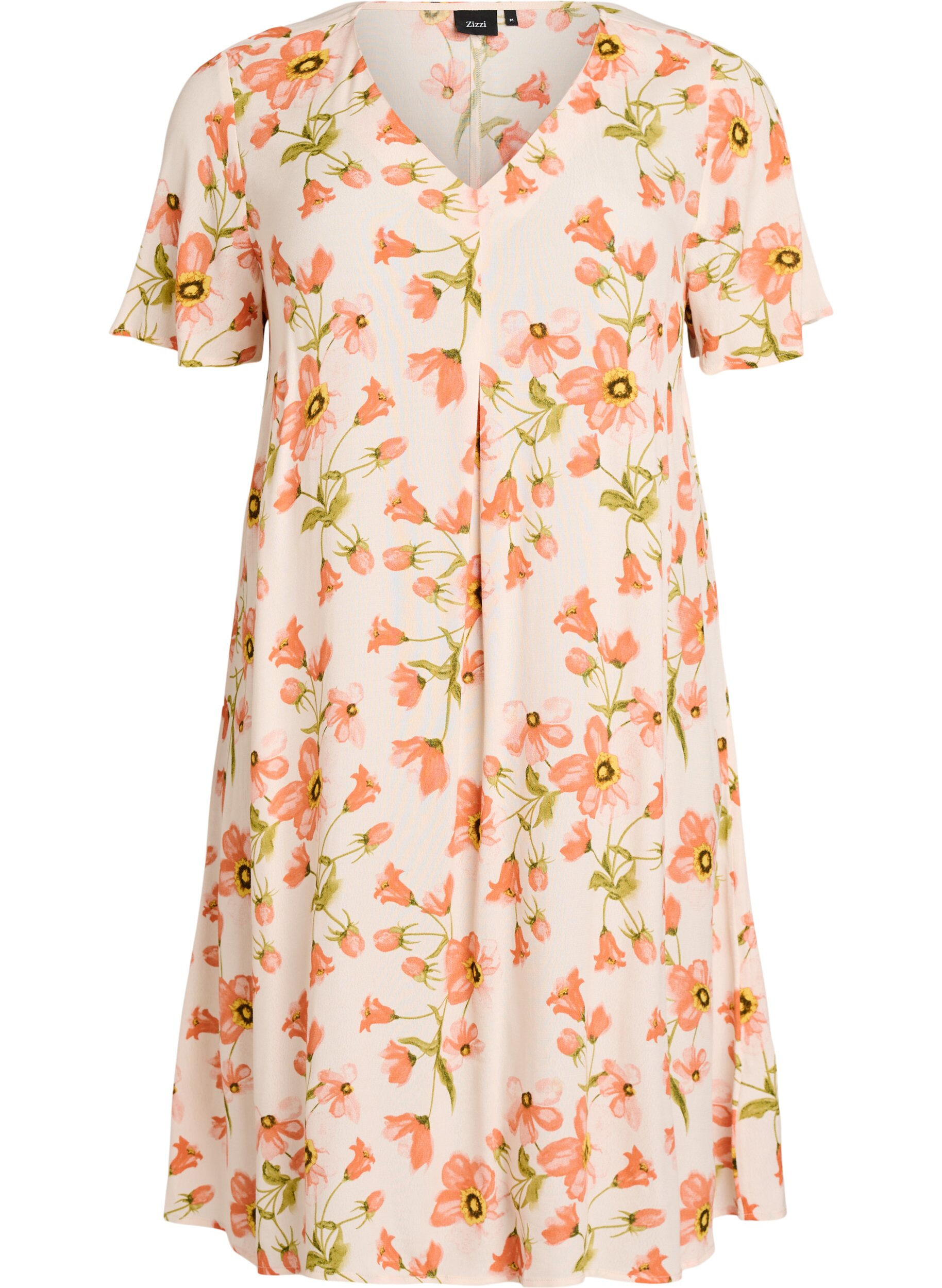 Zizzi A-linjeformad kl&auml;nning i viskos, Rosa, Packshot image number 0