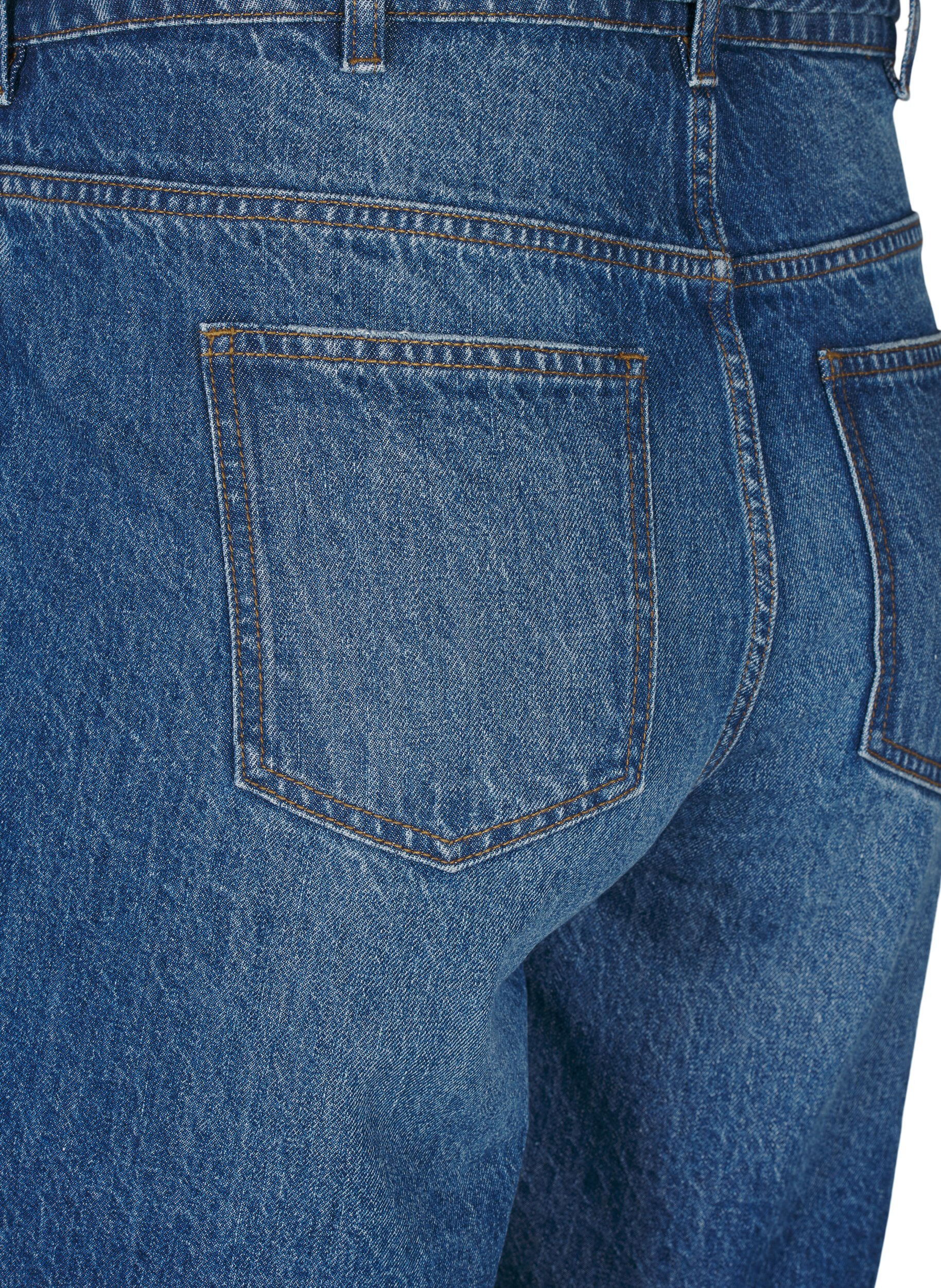 ZizziFigurn&auml;ra jeansshorts med knytsk&auml;rp, Bl&aring;, Packshot image number 3