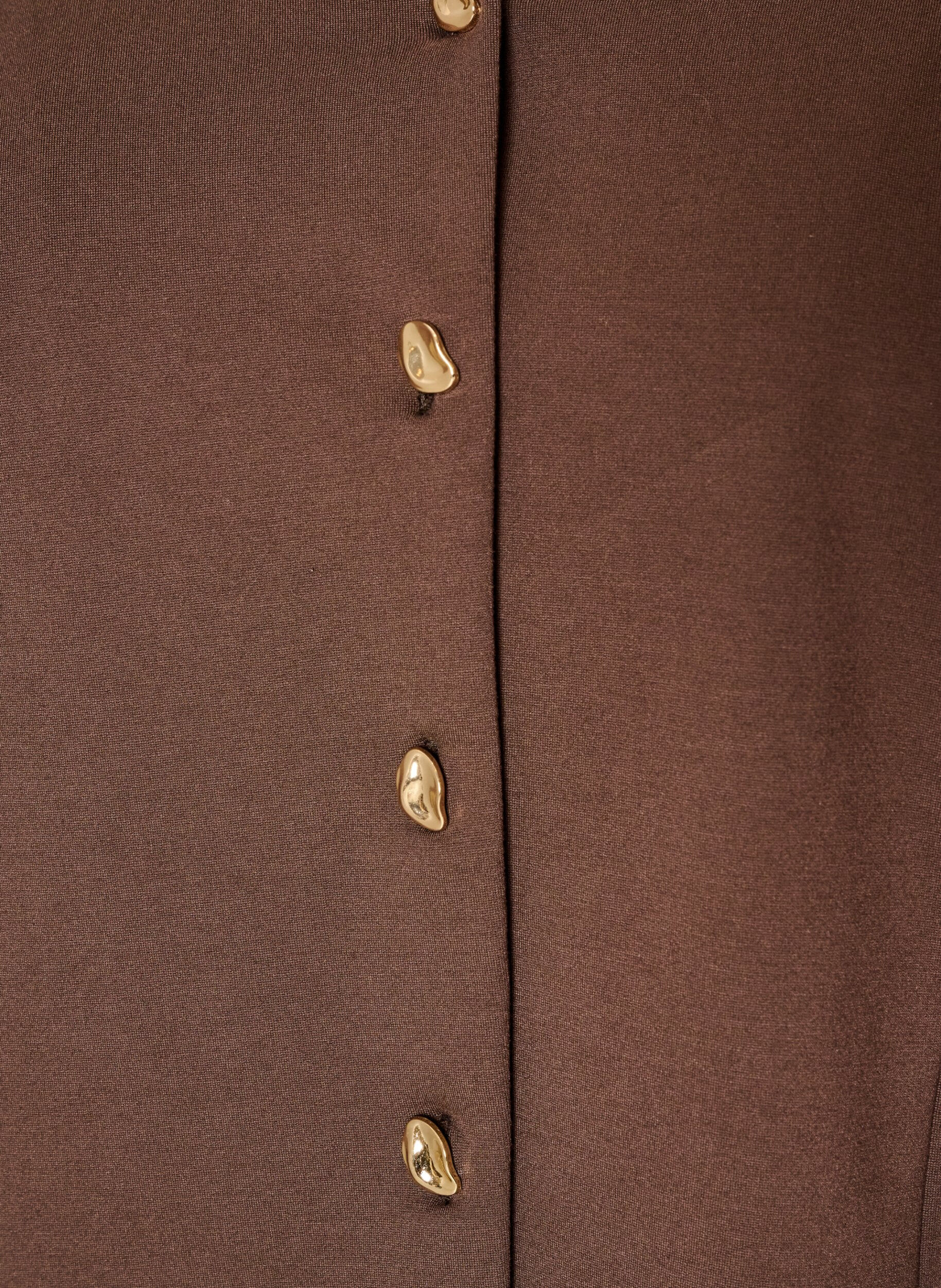 ZizziFigurn&auml;ra cardigan i jersey med dekorativa knappar, Brun, Packshot image number 2