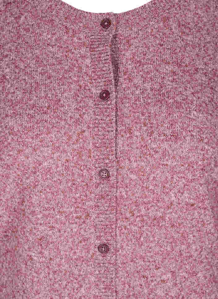 Kort, melerad stickad cardigan med knappar, Port Royal Mel., Packshot image number 2